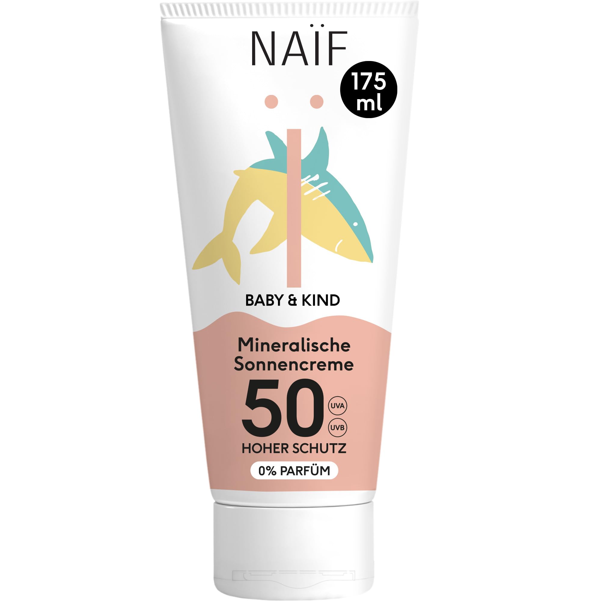 Naïf - Sonnencreme auf mineralischer Basis - für Baby & Kind - LSF 50-0% Parfüm - Creme ohne Octocrylene - UVA und UVB Schutz - Wasserresistent - Dermatologisch Getestet - Ohne Mikroplastik - 30ml