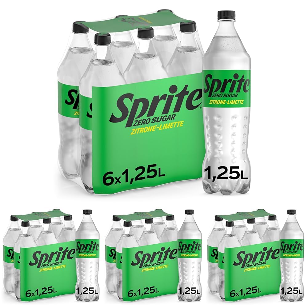 Sprite Zero Sugar - maximale Erfrischung mit Limetten und Zitronen-Geschmack - erfrischendes Softgetränk ohne Zucker und ohne Kalorien in Einweg Flaschen (4 x 1500 ml)