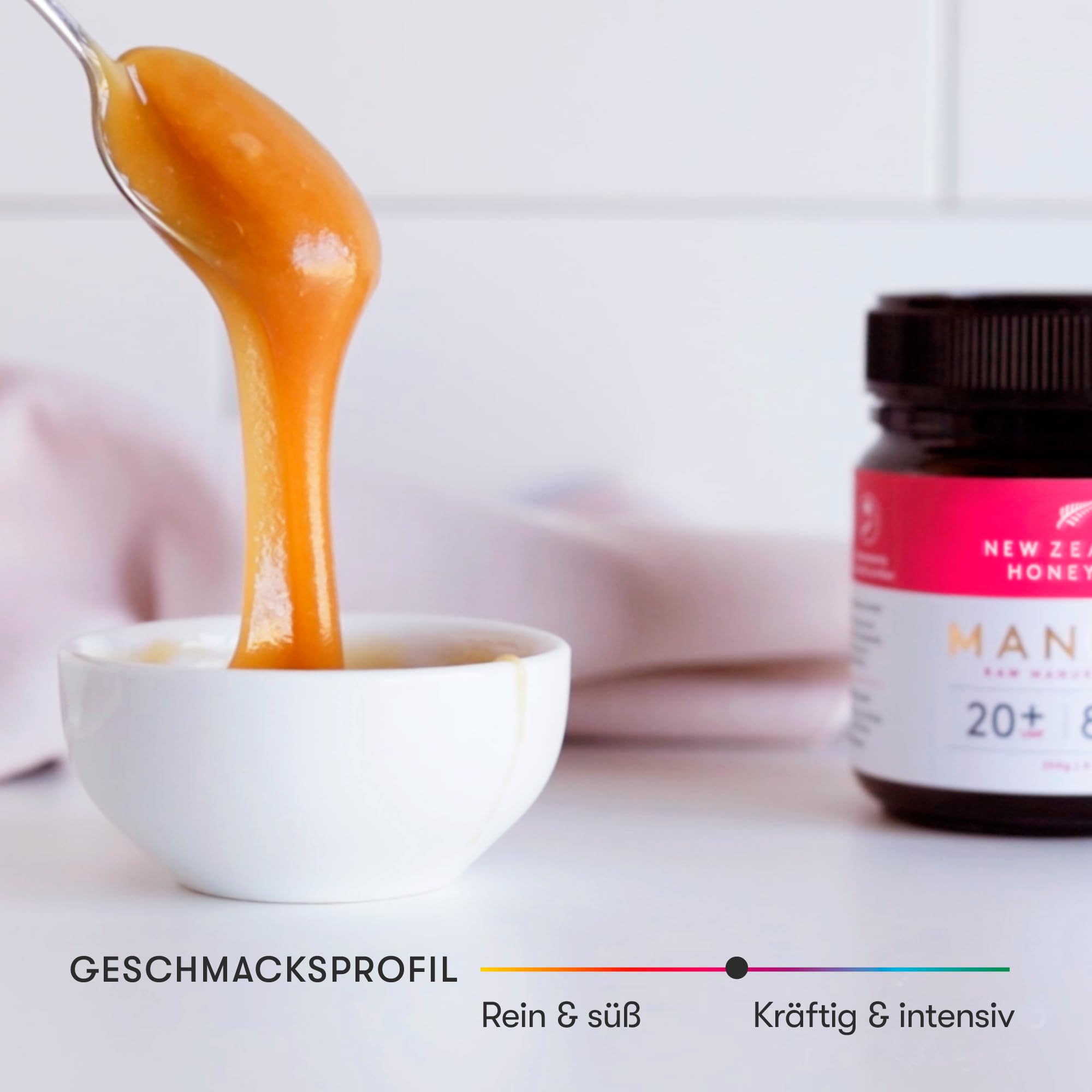 New Zealand Honey Co. Manuka Honig MGO 829+ / UMF 20+ | Aktiv und Roh - Hergestellt in Neuseeland - Zertifiziertem Methylglyoxal Gehalt - 250g - Raw Honey - Rohhonig