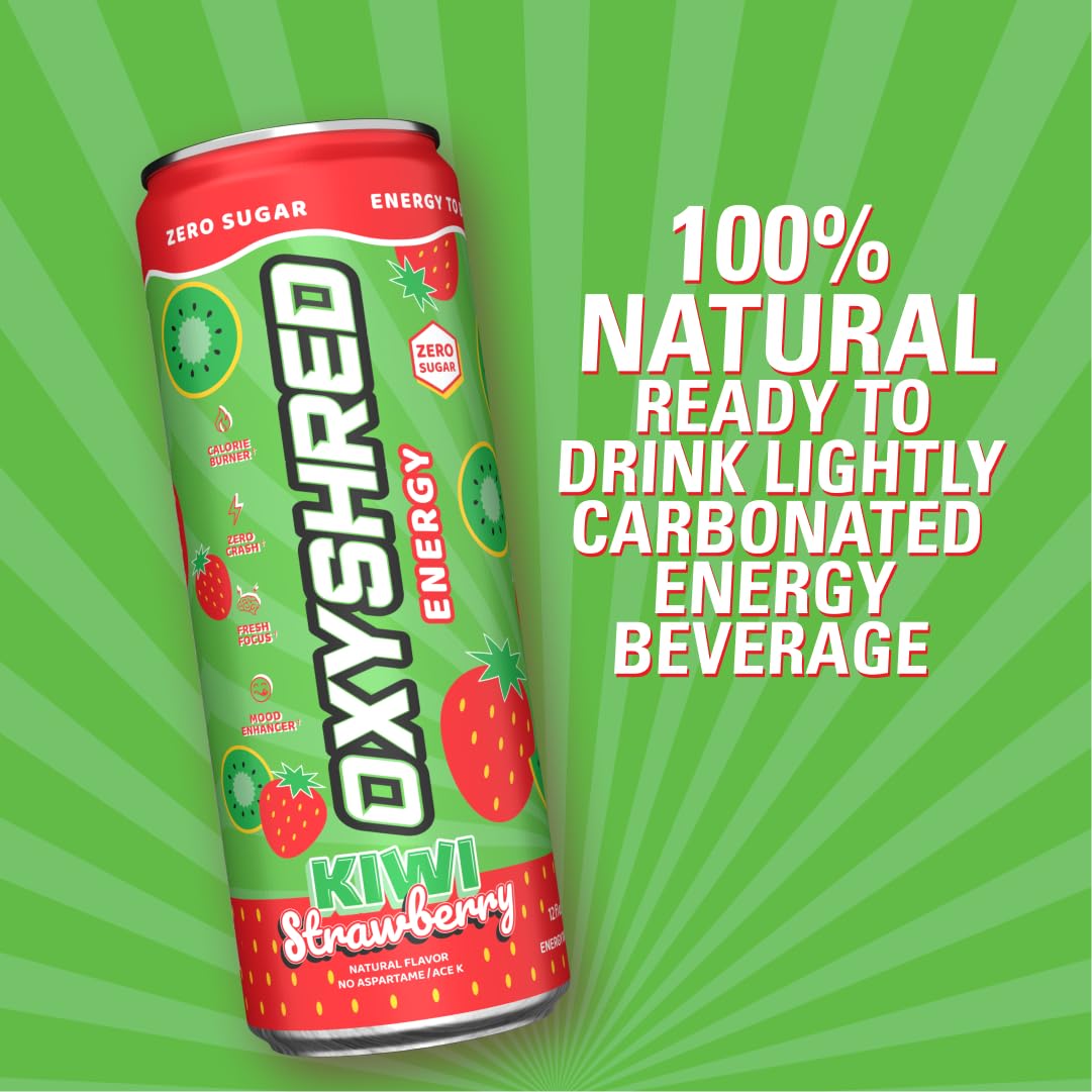 EHP Labs OxyShred Healthy Energy Drink - Zero Sugar Energy Drinks with Amino Acids, Green Tea Extract, Vitamin C & L-Carnitine - Zero Carbs, Zero Calories, Clean Caffeine, Bahama Breeze (12-Pack)