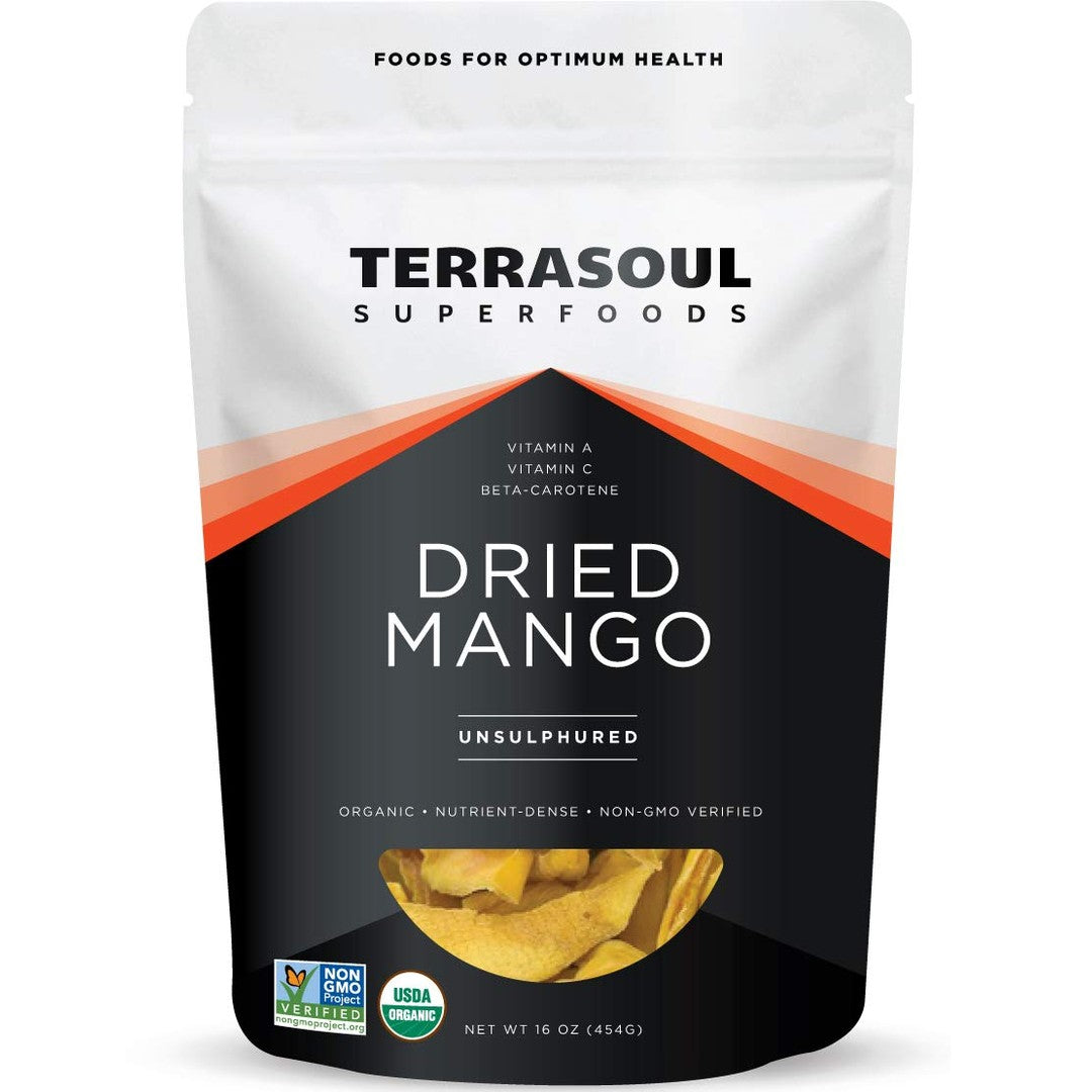 Terrasoul Superfoods Organic Dried Mango Slices, 16 Oz - Naturally Sweet & Tart | No-Added Sugar | Healthy Prebiotic