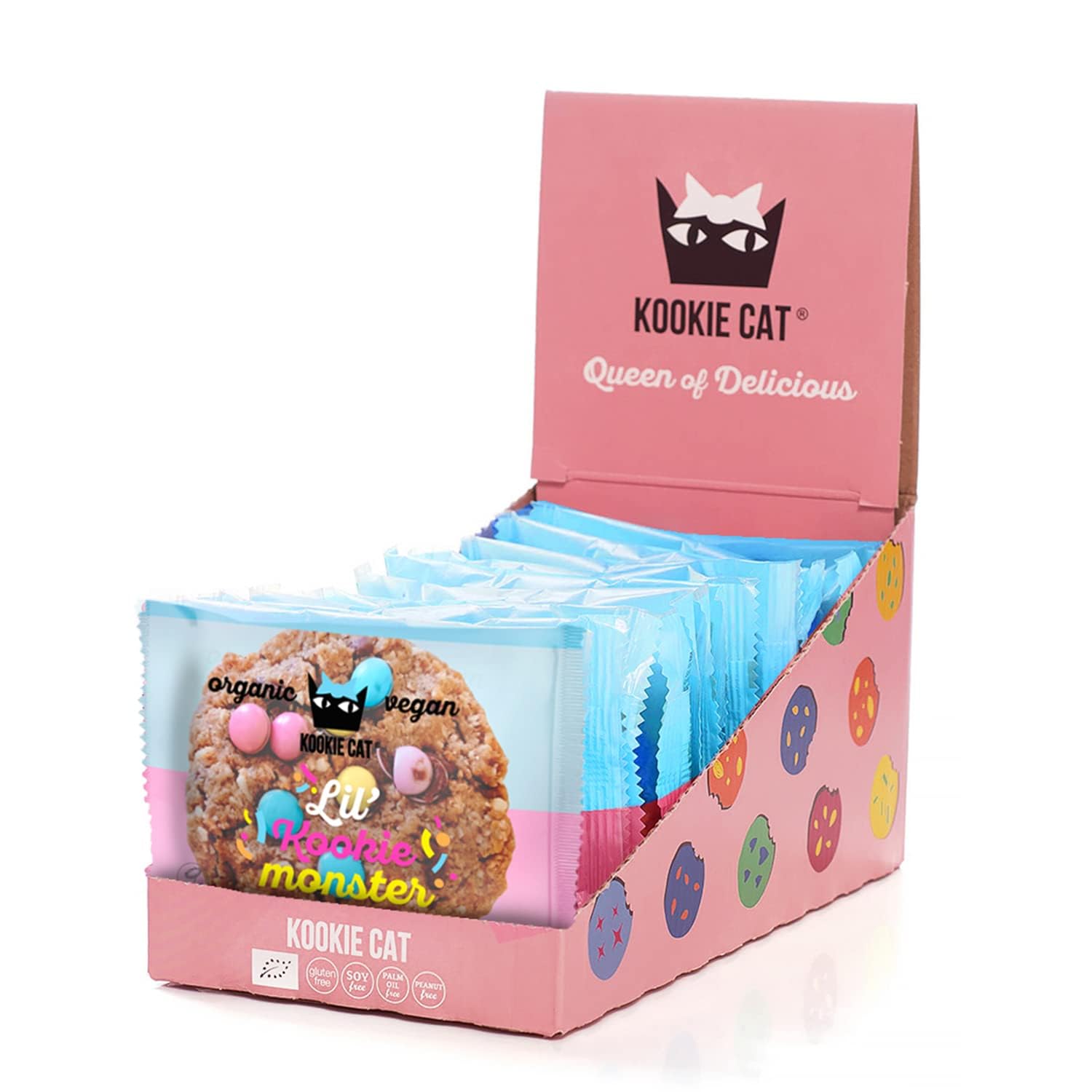 Kookie Cat Vanille Schokochip - Vegane Cookies Einzeln Verpackt, Glutenfrei, Sojafrei, Bio, Cashew & Hafer - 12 X 50g Multipack