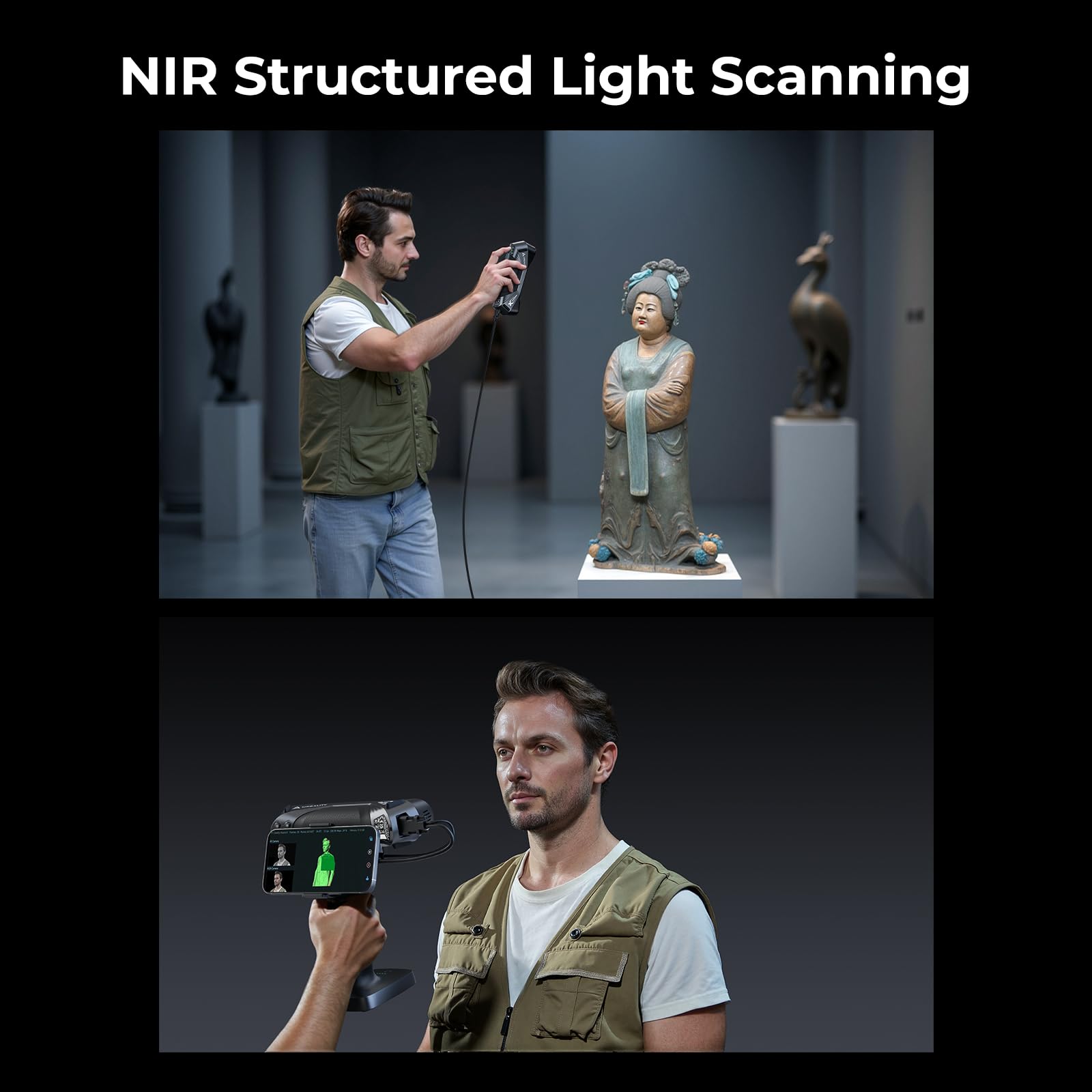 Creality 3D Scanner CR-Scan Ferret Pro for 3D Printing, Upgrade Handheld Scanner with Wireless Scanning Anti-Shake Tracking, Fast Full-Color Scan, 0.1mm Accuracy for iOS/Android Phone PC Win 10/11
