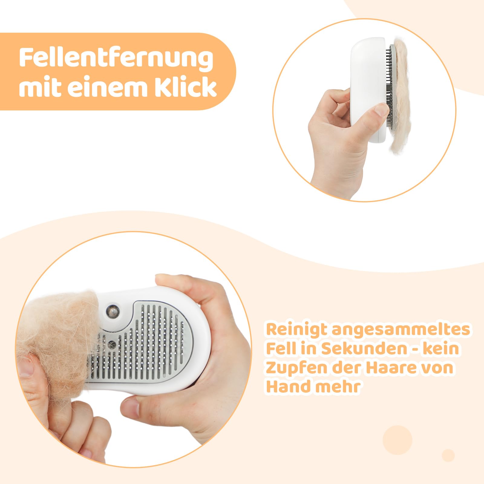 Nepfaivy Katzenbürste mit Dampf für Kurzhaar und Langhaar - Wiederaufladbare Katzen Bürste mit Auslöseknopf, Dampfbürste für Katzen und Hunde zum Entfernen von Losen Haaren und Schmutz