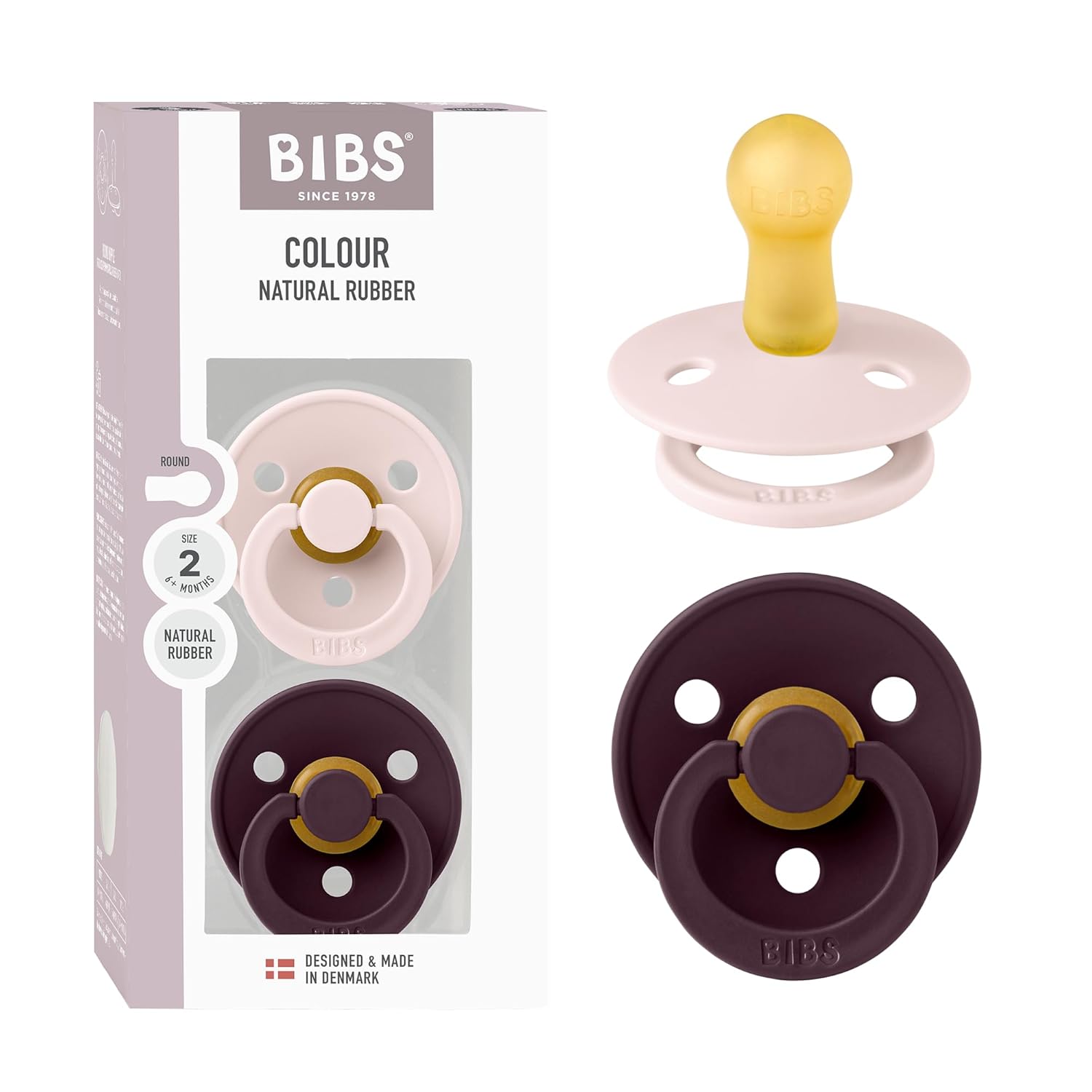 BIBS Colour Schnuller 2er-Pack, BPA-frei, Kirschform Nippel. Naturkautschuk/Latex, Hergestellt in Dänemark. Größe 1 | 0+ Monate | 2-Pack, Ivory/Sage