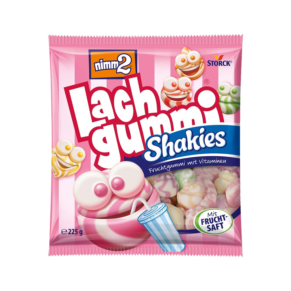 nimm2 Lachgummi Happies – 1 x 325 g – Fruchtgummis mit Fruchtsaft und Vitaminen – Süßigkeit in sechs Geschmacksrichtungen