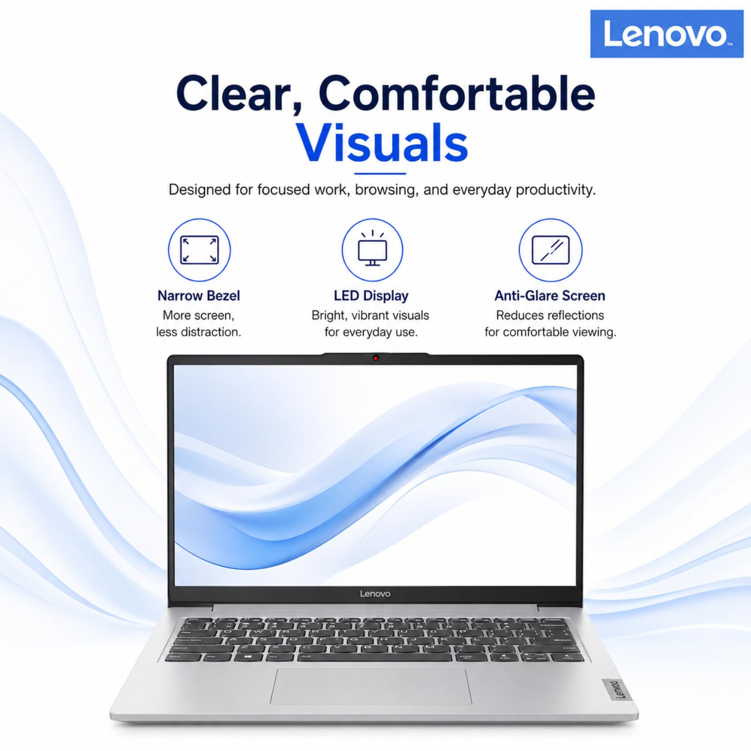 Lenovo IdeaPad Laptop with Microsoft 365 Office, 8GB RAM, 256GB SSD, 11 Hour Battery, Intel High Performance CPU, SD-Card Reader, Webcam, USB-C, HDMI,Ultra-Quiet Design, Windows 11