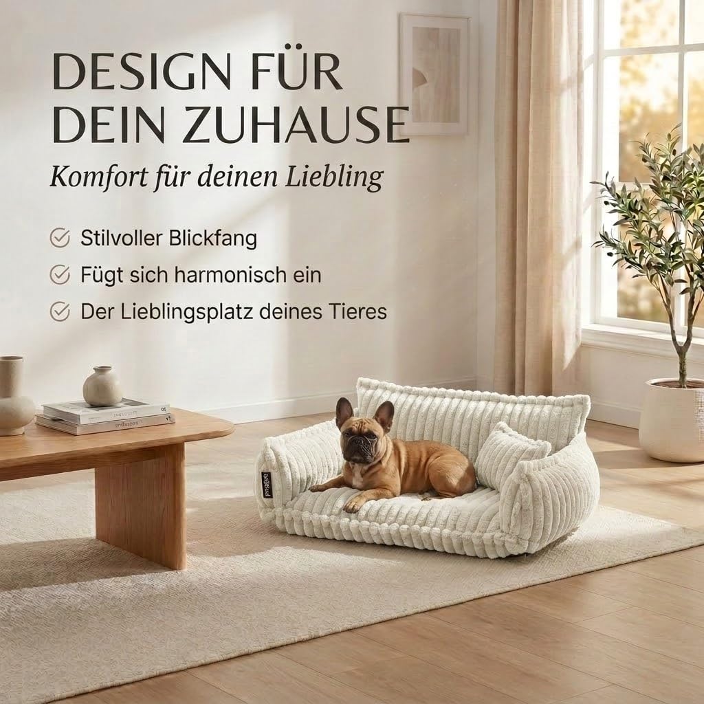 Katzensofa Chaffar | Katzenbett Hundebett Hundesofa | Orthopädische Matratze | Moderner Stil | Cord-Design Größen (Lichtgrau, M (80cm))