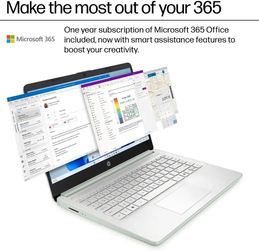 HP 2025 Laptop for Student Business, 14" Anti-Glare, Intel N150, 16GB RAM, 384GB Storage(128GB UFS+256GB MSD), Wi-Fi 6, Copilot AI & 1 Year Office 365, Willow Green, Windows 11 Pro, W/Accessories