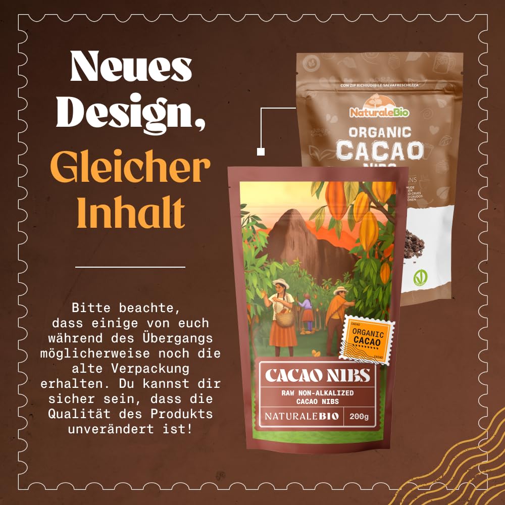 NaturaleBio Kakao Pulver Bio 1kg. Organic Cacao Pulver, Roh & Ungesüßt, Ideal für Getränke, Smoothies & Backen, Reich an Magnesium & Phosphor, Geprüft auf Schwermetalle