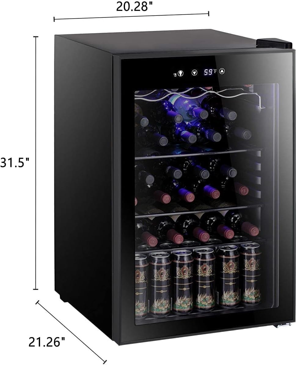 Antarctic Star Wine Cooler, Beverage Refrigerator, 16 Bottle Freestanding Quiet Wine Cellar Front Glass Door for Home and Bar, Digital Temp Control, 1.71 Cu.Ft.