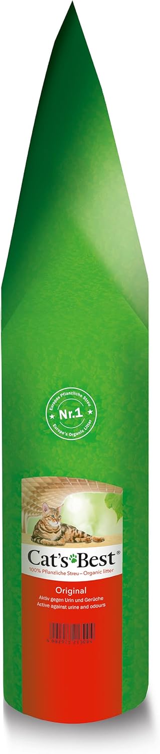 Cat’s Best Original Katzenstreu, 100% pflanzliches Katzenklumpstreu mit maximaler Saugfähigkeit – bekämpft Gerüche natürlich und aktiv, 8,6 kg/20 l (Verpackung kann variieren)