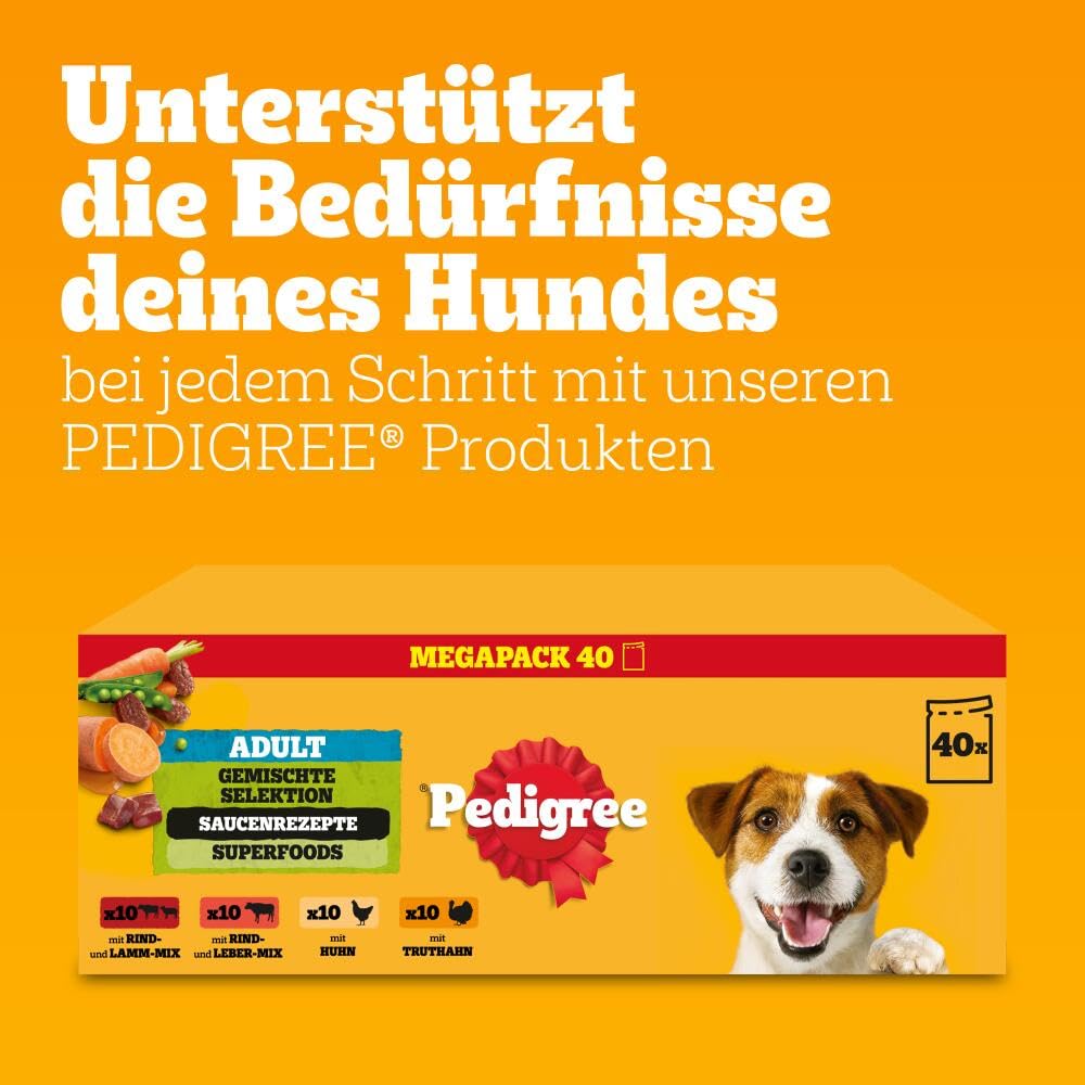 PEDIGREE DOGCARE Hundefutter Portionsbeutel Chunks in Soße Adult 40 x 100g