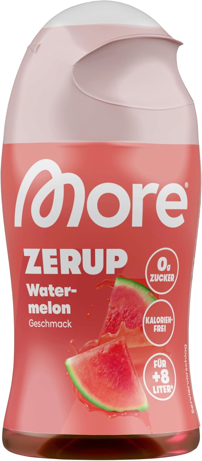 MORE Zerup, Peach Iced Tea, 65 ml, für bis zu 8 l Fertiggetränk, zuckerfreier Sirup mit u.a. echten Fruchtextrakten, vegan, zero Kalorien - made in Germany