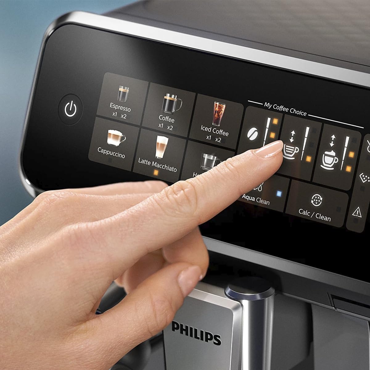 Philips 3300 Series Fully Automatic Espresso Machine with LatteGo Milk System and integrated grinder, 6 Hot & Iced Coffee Pre-Sets, 40% Quieter SilentBrew, 15-Bar Pressure, Glossy Black (EP3341/50)