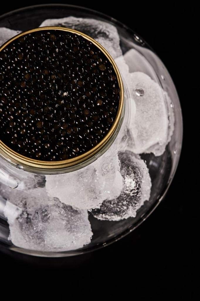 Schwarzer Störkaviar | Sibirischer Stör | Acipenser baerii | Fischkaviar | Malossol-Kaviar | Schwarzer Kaviar | Marke - TSARINE Caviar | Kostenlose Express-Kühllieferung (100g)