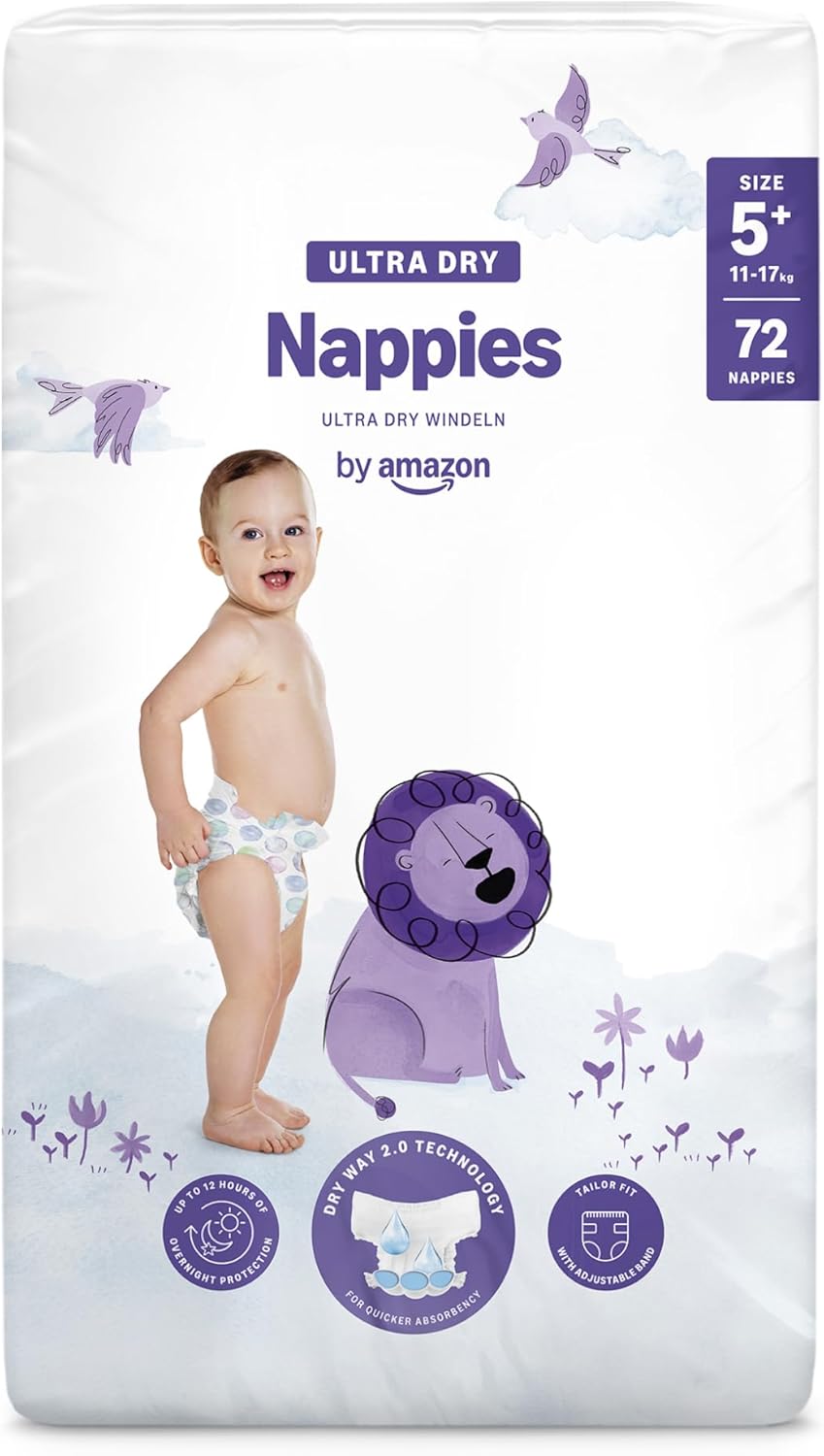 By Amazon Ultra Dry Windeln Größe 5 (10-16 kg) - MONATSBOX, Weiß, 152 Stück (2 Packungen mit 76) (Früher Unter Der Marke Mama Bear, Identisches Produkt)