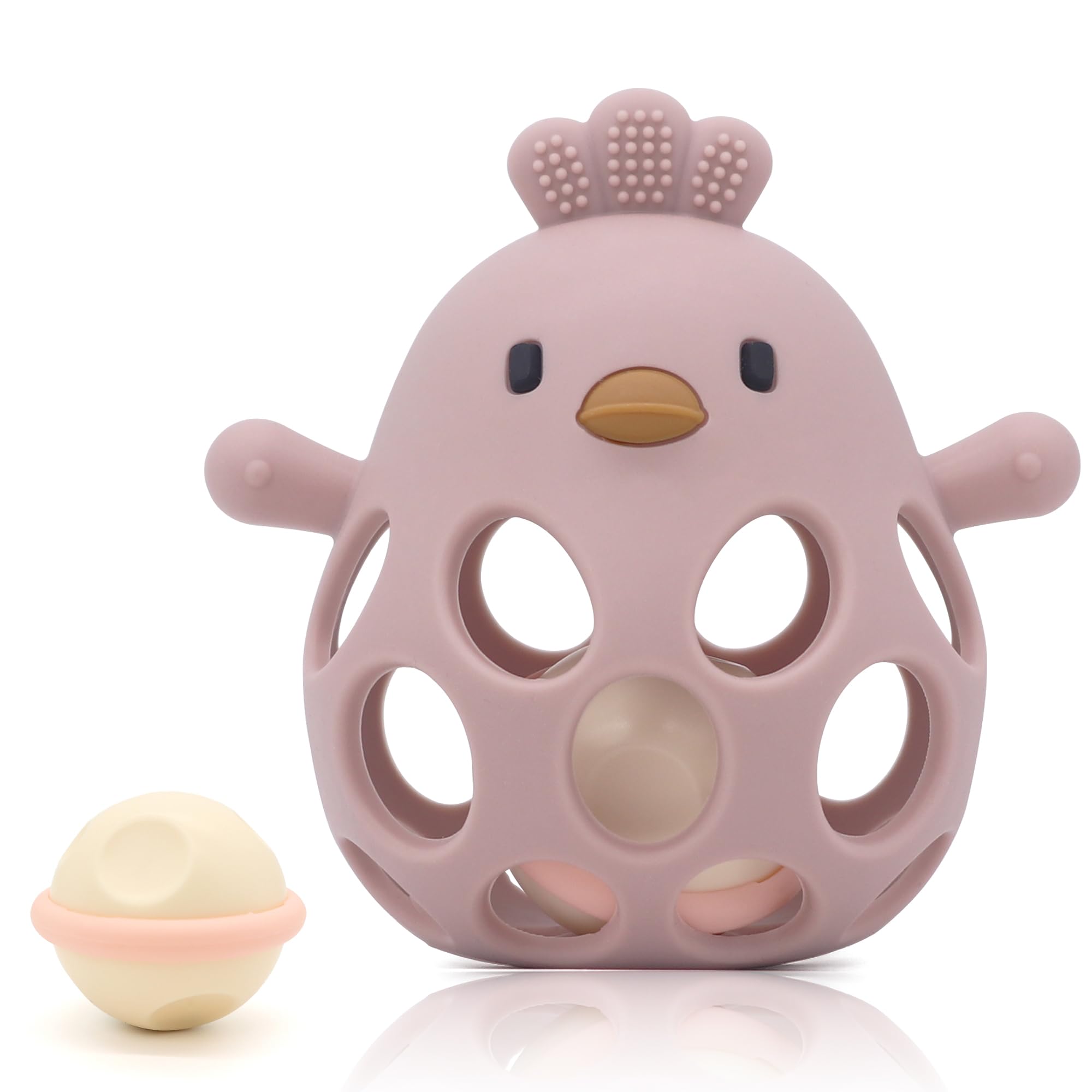 farout Montessori Beißring & Rassel für Babys - Sensorik Spielzeug ab 0 Monate, Zahnungshilfe & Greifball - Geschenk für Jungen & Mädchen