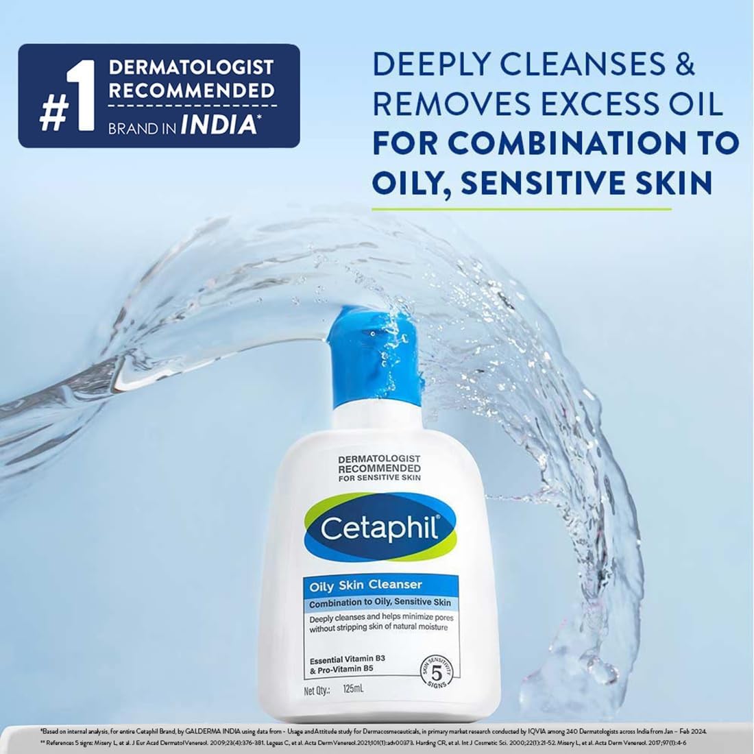 Cetaphil Oily Skin Cleanser, Face & Body Wash for Men & Women, Combination to Oily and Sensitive Skin, Unscented, 236ml