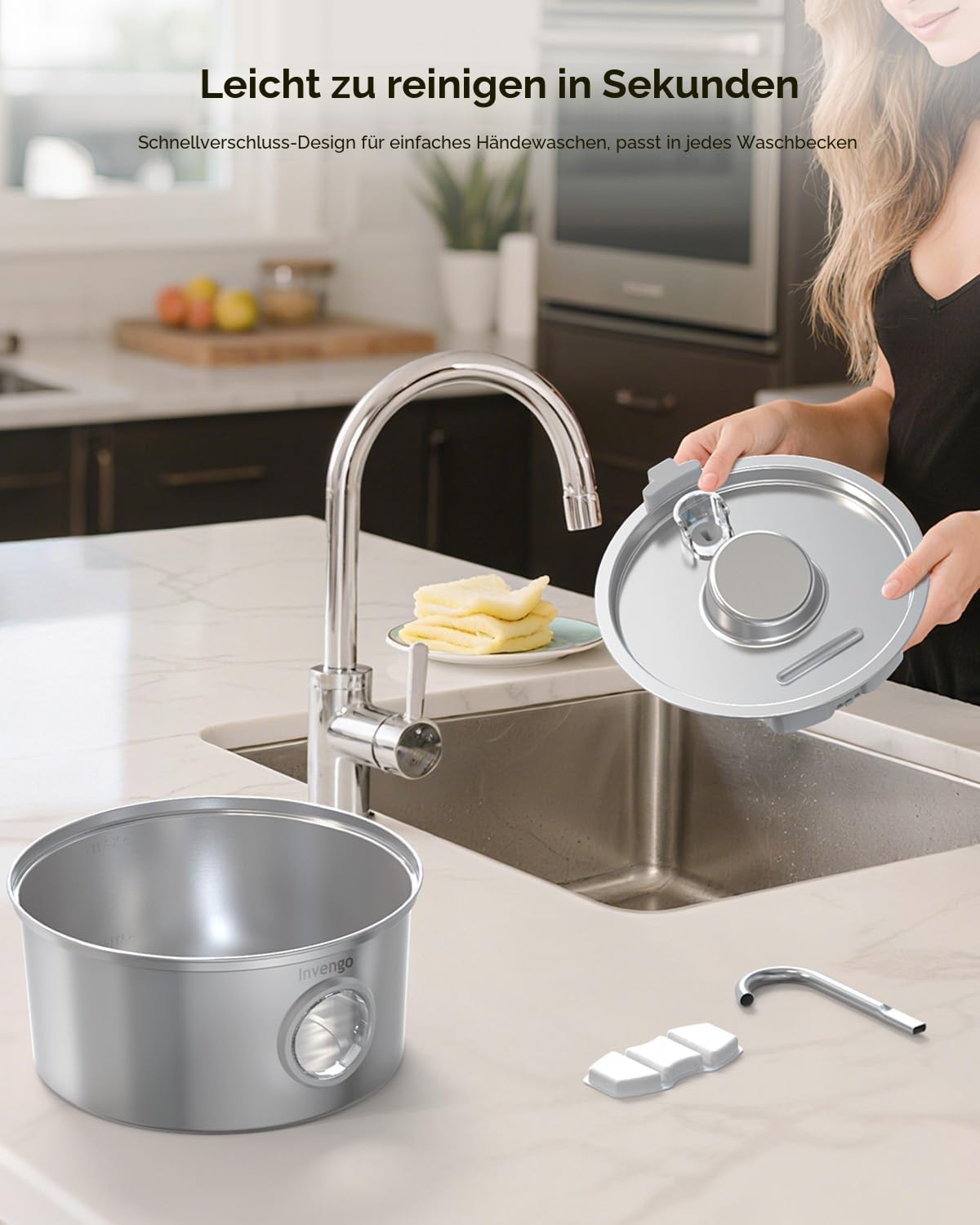 Invengo MeowFlow B30 Trinkbrunnen für Katzen, 2,2L Edelstahl-Haustierbrunnen mit sichtbarem Wasserfenster, einfach zu reinigen und installieren, inkl. 4 Ersatzfilter, spritzwassergeschütztes Design