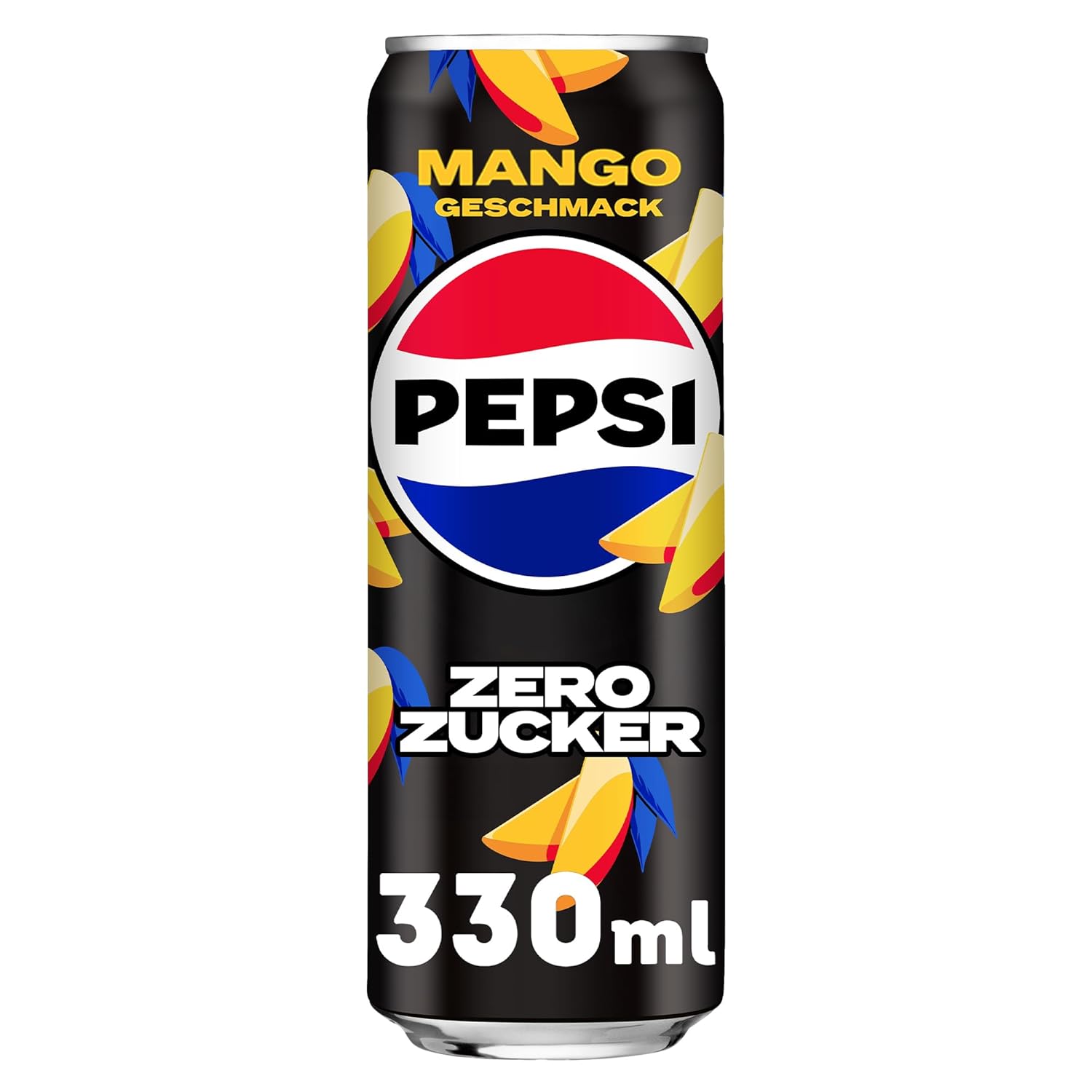Pepsi Zero Zucker Mango, Das zuckerfreie Erfrischungsgetränk von Pepsi ohne Kalorien, Koffeinhaltige Cola mit Mango Geschmack in der Dose, EINWEG (24 x 0.33 l) (Verpackungsdesign kann abweichen)
