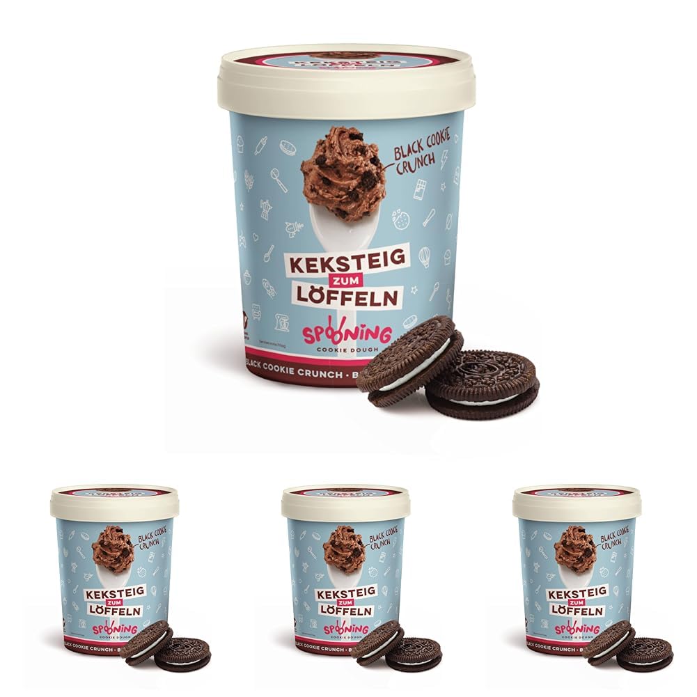 Spooning Cookie Dough Bundle, Keksteig zum Löffeln in 4 verschiedenen Sorten, Classic, Chocolate Chips, Black Cookie Crunch, Lemon Cake, 4x 215g