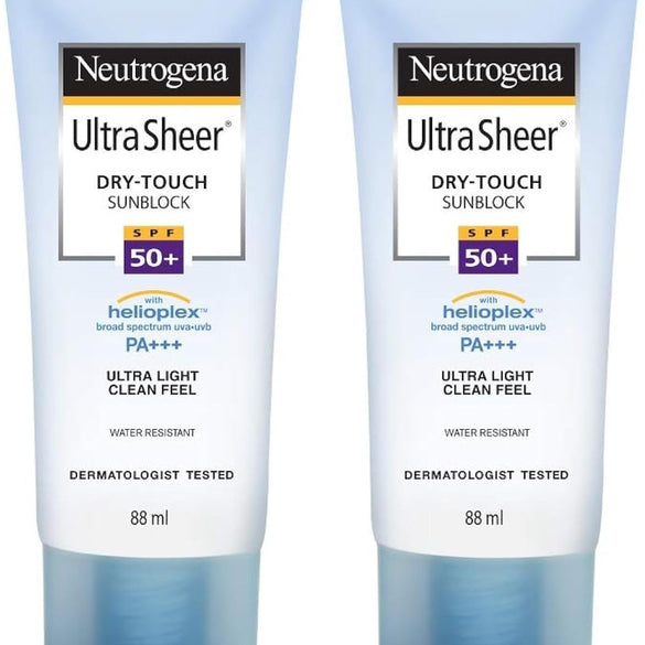 Neutrogena Ultra Sheer Sunscreen SPF 50+ | Broad Spectrum UVA/UVB | Blue light protect | No White Cast | Water resistant Ultra light & Non sticky | Oily, Dry & Sensitive Skin | 30 g (Pack of 1)