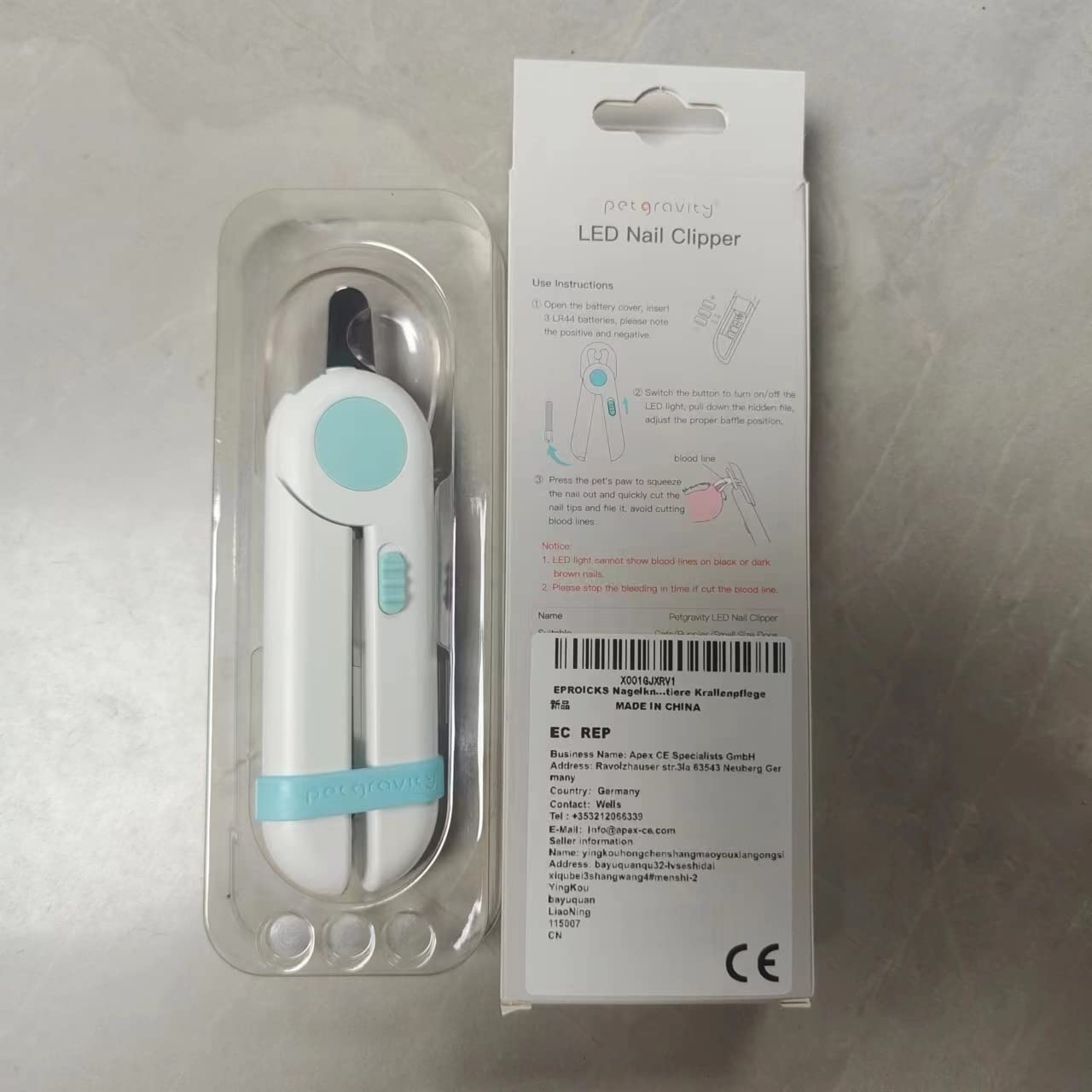 EPROICKS Nagelknipser mit Led-Licht für Hunde Katzen, Krallenschere für Katzen Hunde, mit Nagelfeile und Spritzfest Schutzvorrichtung, für Mittlere und Kleine Haustiere Krallenpflege
