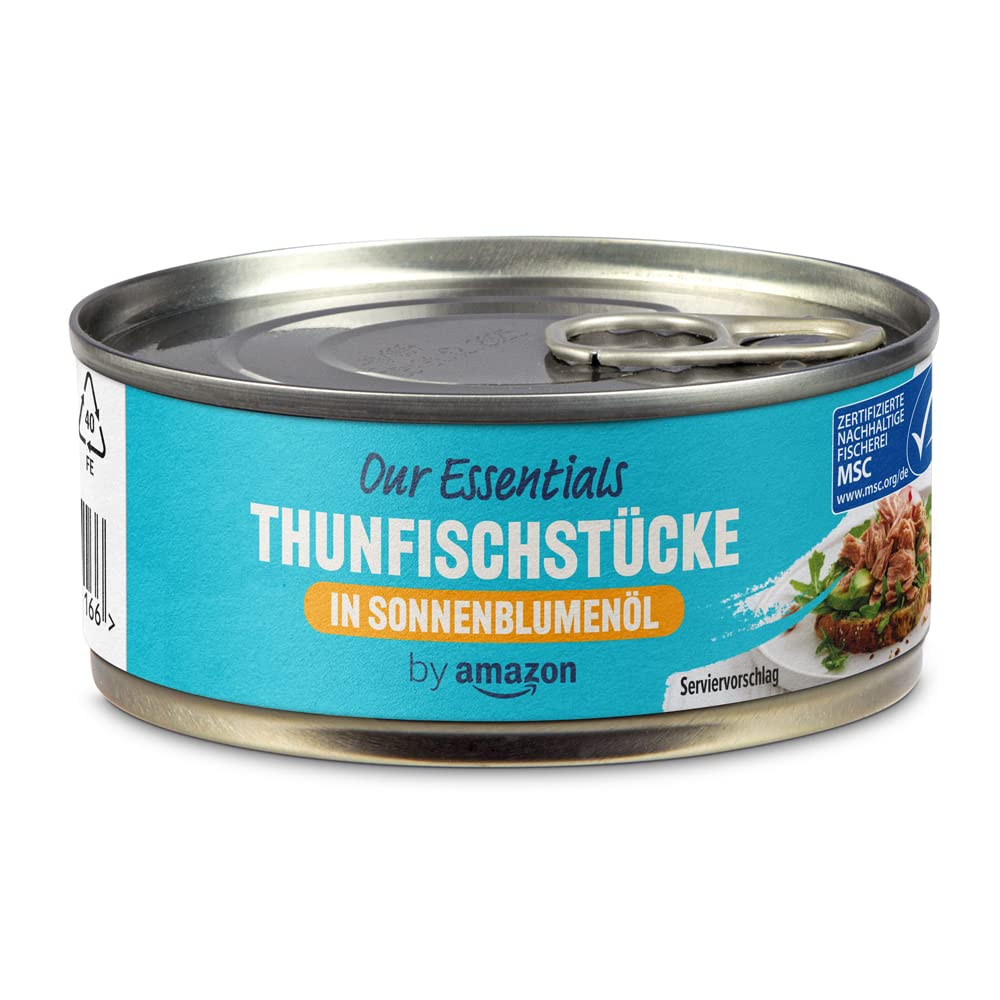 by Amazon Thunfischstücke in eigenem Saft und Aufguss, 145g (1er-Pack)