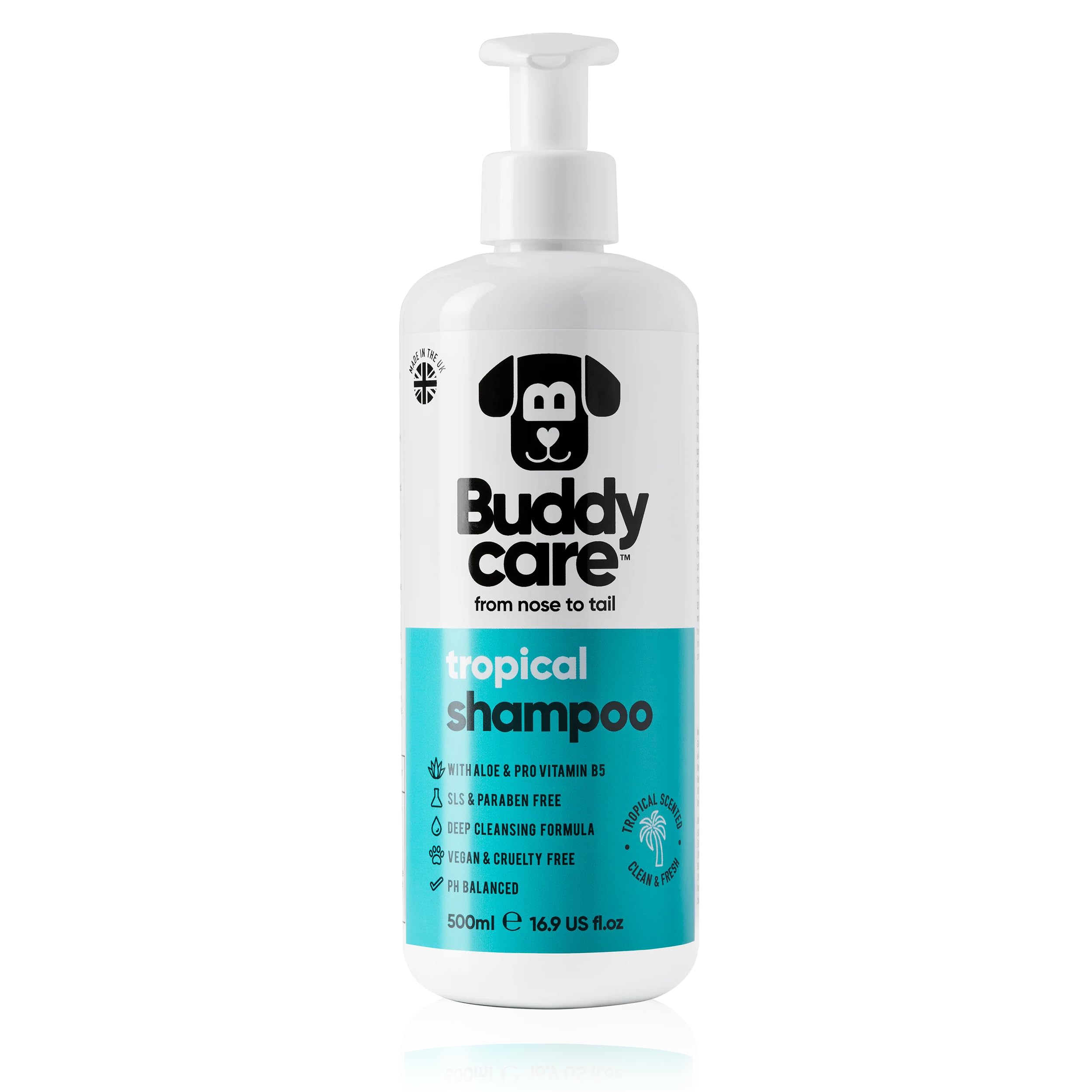 2in1 Hundeshampoo und Conditioner von Buddycare (500ml) - Praktisches Hundeshampoo langhaar und welpen Shampoo Mit Aloe Vera und Pro-Vitamin B5 Rückfettendes Shampoo Für Alle Hunderassen
