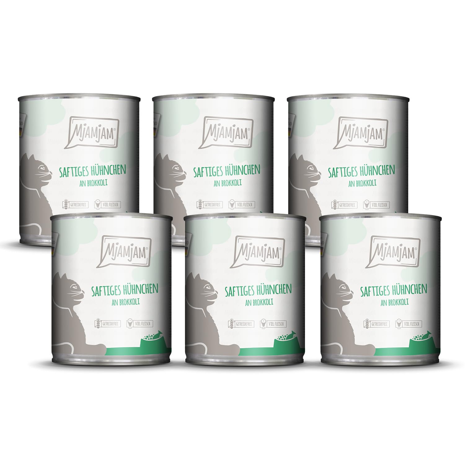 MjAMjAM - Premium Nassfutter für Katzen - saftiges Huhn an leckeren Möhrchen, 6er Pack (6 x 400 g), getreidefrei mit extra viel Fleisch