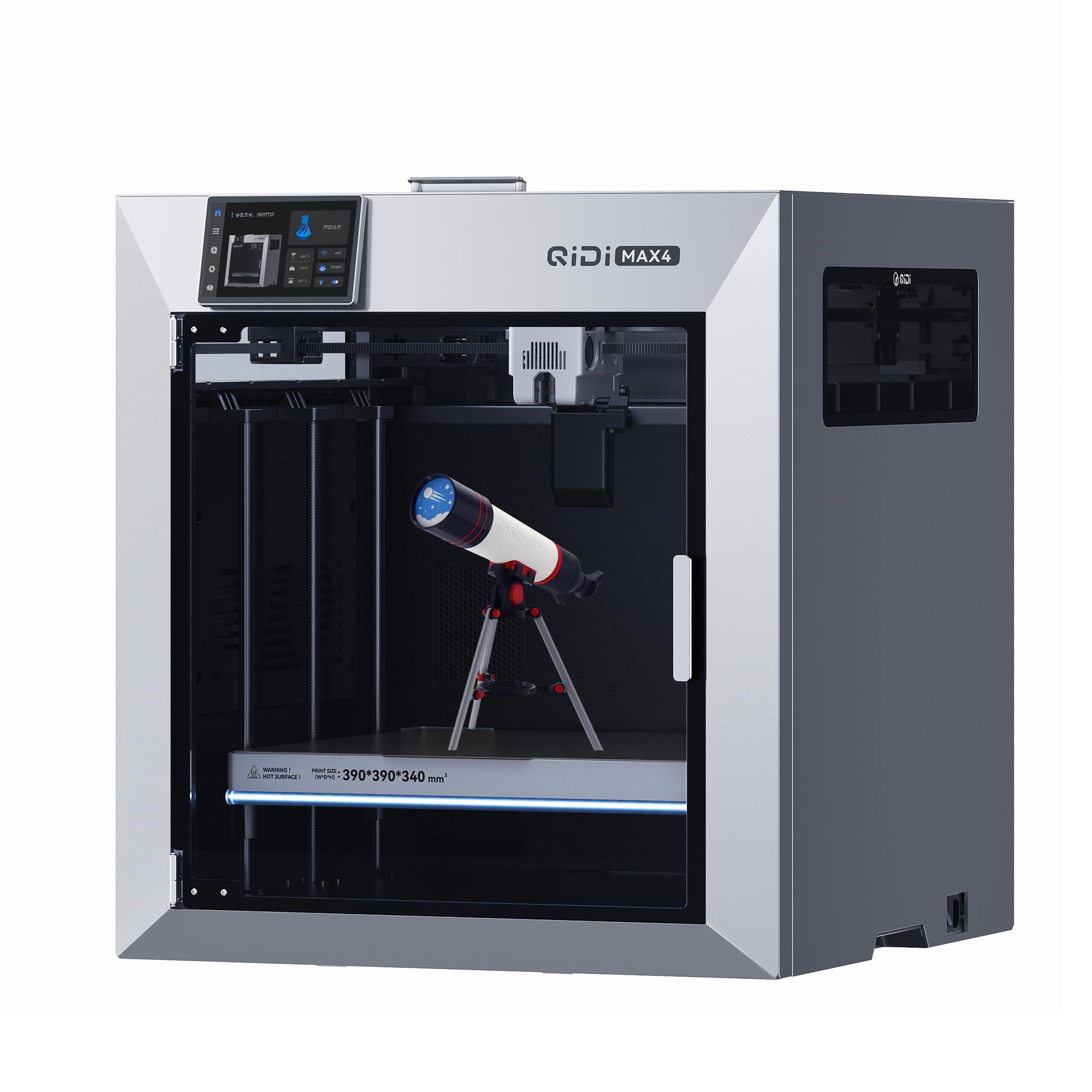 QIDI Max4 Combo 3D Printer, 390×390×340mm Large Build Volume, 65℃ Heated Chamber FDM 3D Printers, Max 800mm/s High Speed, Supports Up to 16-Colors/Multi Materials with QIDI BOX, Auto Bed Leveling