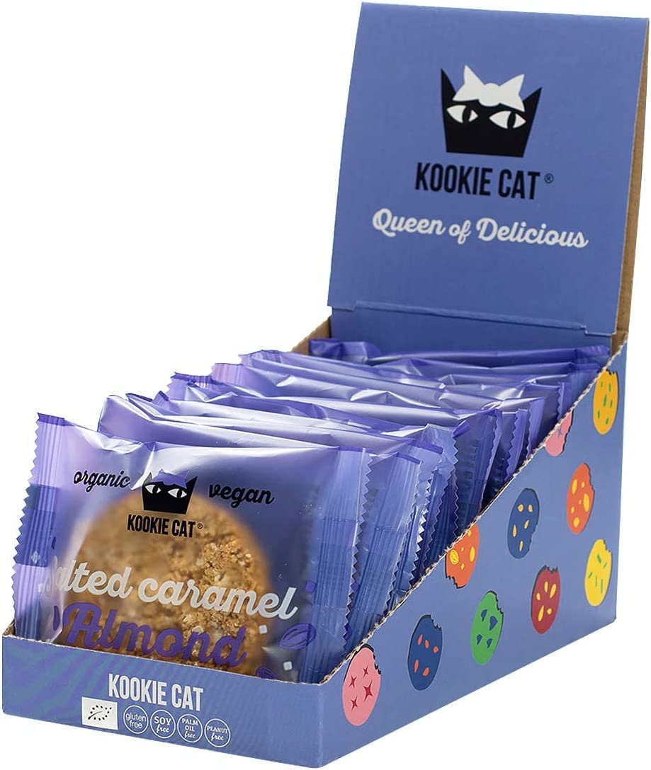 Kookie Cat Vanille Schokochip - Vegane Cookies Einzeln Verpackt, Glutenfrei, Sojafrei, Bio, Cashew & Hafer - 12 X 50g Multipack
