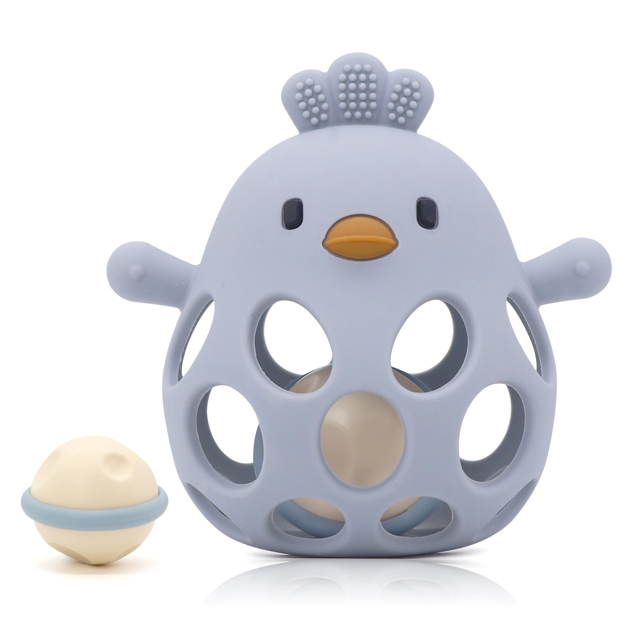 farout Montessori Beißring & Rassel für Babys - Sensorik Spielzeug ab 0 Monate, Zahnungshilfe & Greifball - Geschenk für Jungen & Mädchen