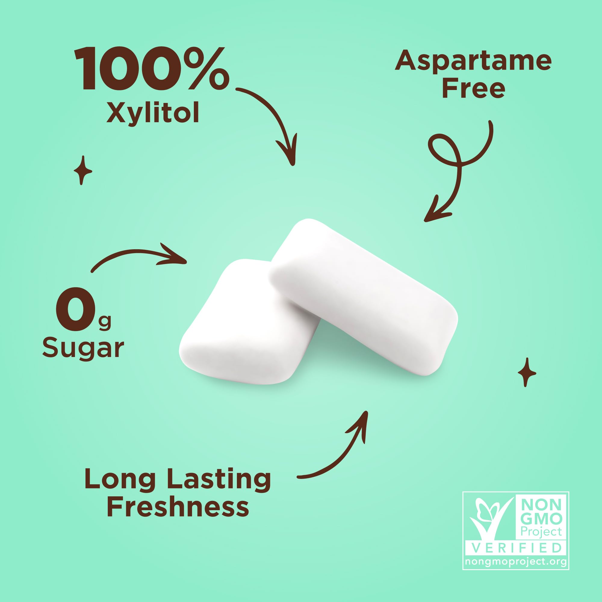 PUR Gum | Zuckerfreier Kaugummi | Mit Xylit | Vegan, Aspartamfrei & Glutenfrei | Natürlicher Kaugummi Mit Spearmint-Geschmack, 55 Stück (3er Pack)