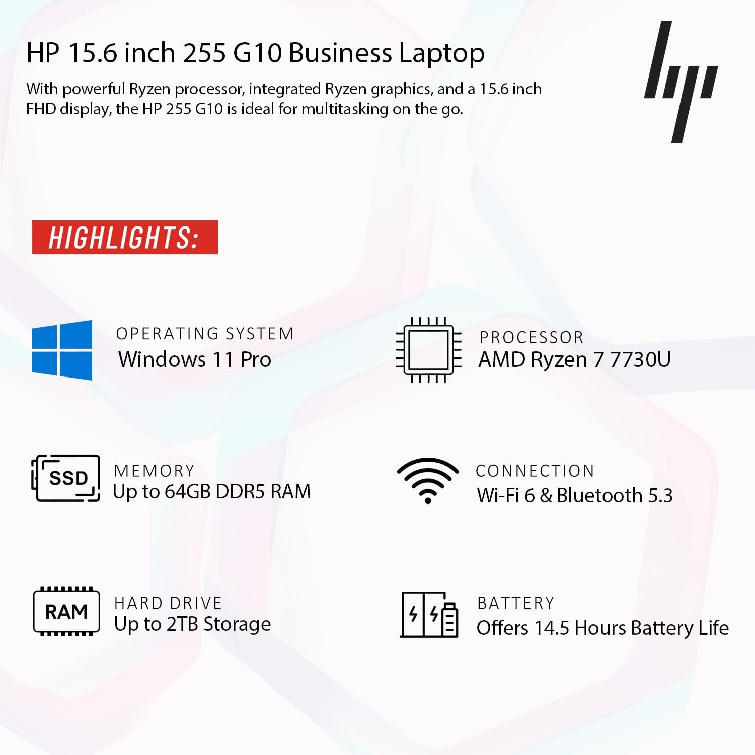 HP 2026 New 15.6" FHD Business Laptop with MS 365 for the Web, AMD Ryzen 7 7730U(Outperforms Intel Core i9-11950H), 8GB DDR5, 256GB PCIe, Fast Charging Speed, 14.5-Hour Battery Life, Windows 11 Pro