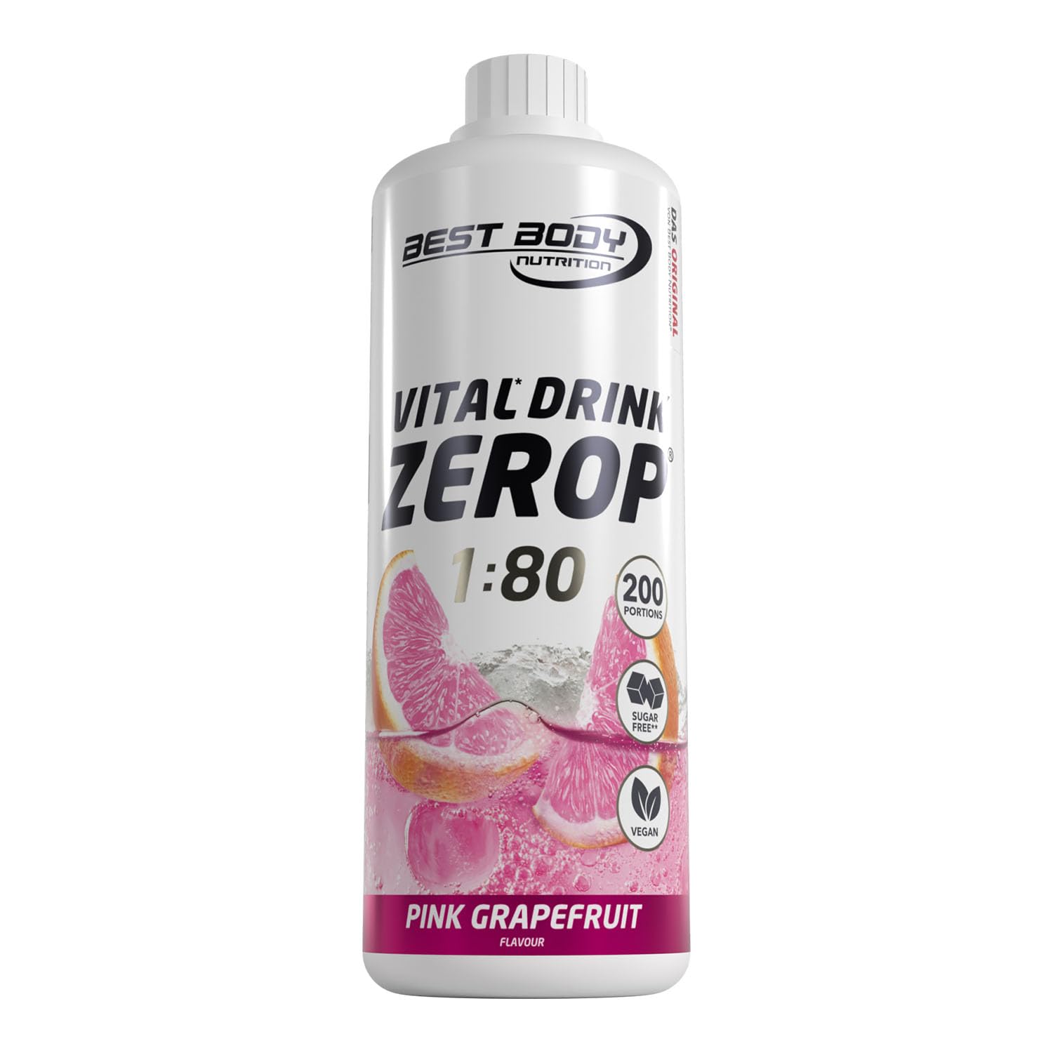 Best Body Nutrition ZEROP Vital Zuckerfreies Getränkekonzentrat Sirup Kirsche Ohne Aspartam 1 L ergibt 80 L Getränk Fitness Drink mit Vitaminen B1 B6 Niacin Kalorienarm Wassersprudler