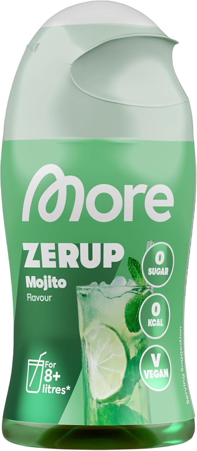 MORE Zerup, Peach Iced Tea, 65 ml, für bis zu 8 l Fertiggetränk, zuckerfreier Sirup mit u.a. echten Fruchtextrakten, vegan, zero Kalorien - made in Germany