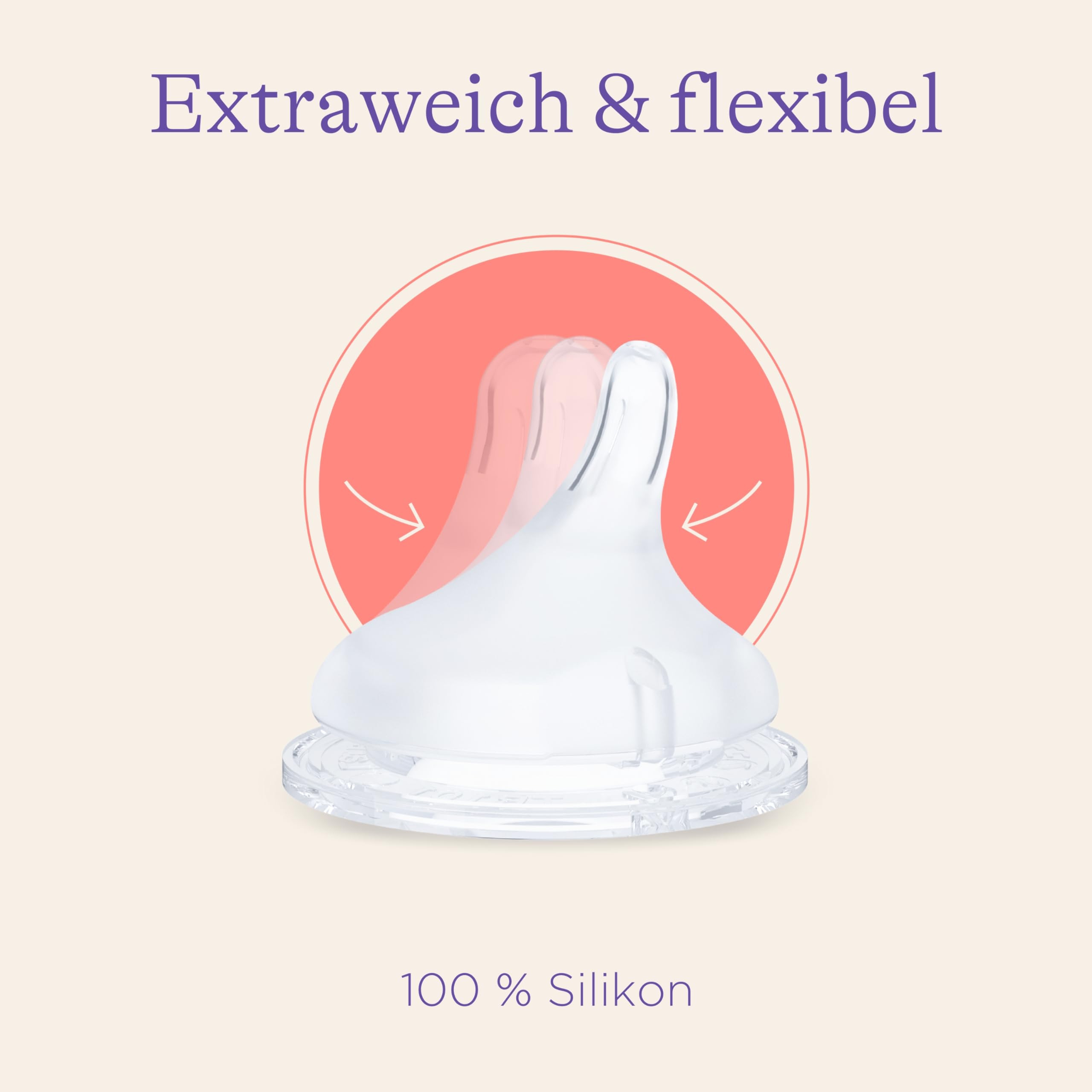 Lansinoh NaturalWave Sauger, Gr. XS - extra langsamer Milchfluss - speziell für Neugeborene geeignet - ab 0 Monaten, 2 Stück