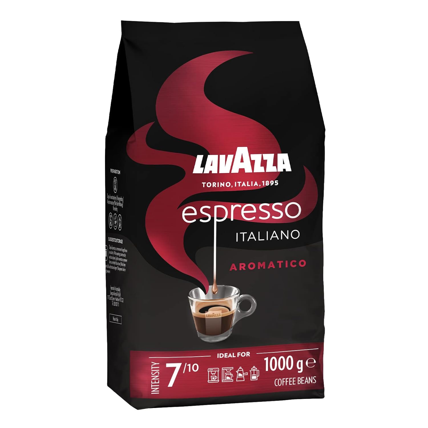 Lavazza, Espresso Italiano Cremoso, Arabica und Robusta Kaffeebohnen, mit Aromanoten von Gewürzen und Kakao, Intensität 8/10, Mittlere Röstung, 1 Packung mit 1 Kg