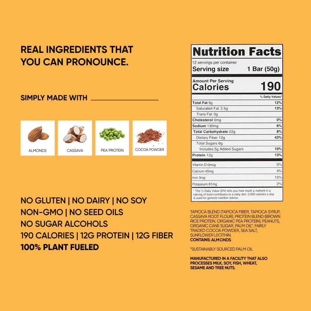 TRUBAR Vegan Protein Bars - Soy Free, Dairy Free, Gluten Free Protein Bars - No Sugar Alcohols - Non-GMO - 12g of Protein - It's Mint To Be Chip - 12 Count