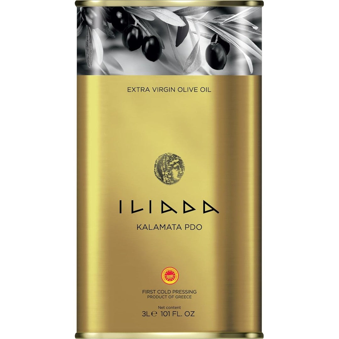 Iliada Kalamata PDO Extra Virgin Olive Oil, 3Lt | Multi-Awarded | Single Region 100% Greek | Monovarietal Koroneiki | Cold Press | Polyphenol Rich | Chef's Favorite
