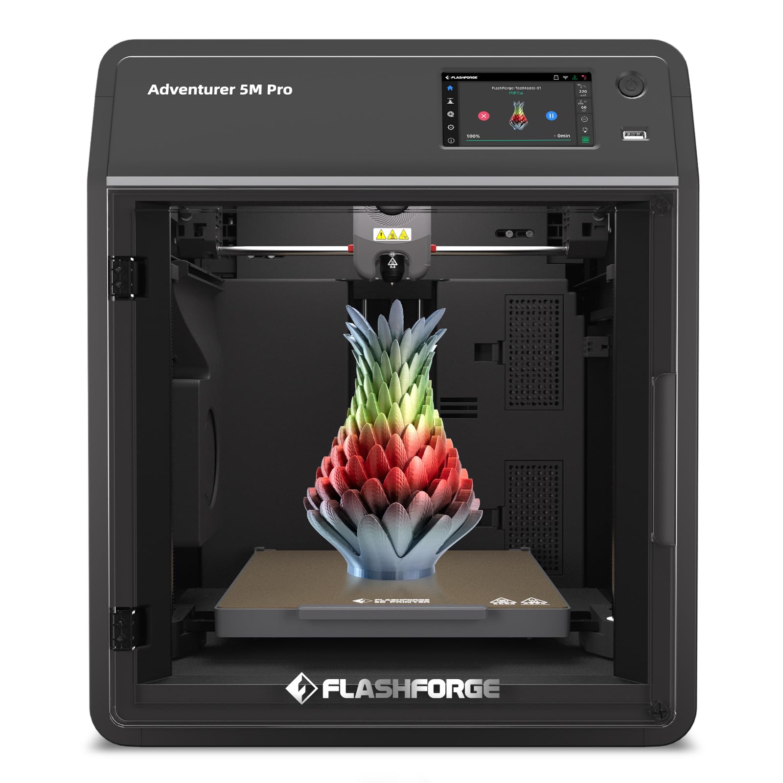 FLASHFORGE Adventurer 5M 3D Printer High Speed Max 600mm/s with Auto Leveling, 3-Second Nozzle Change, 220×220×220mm Printing, 280°C Direct Drive for Kids/Beginners/Home