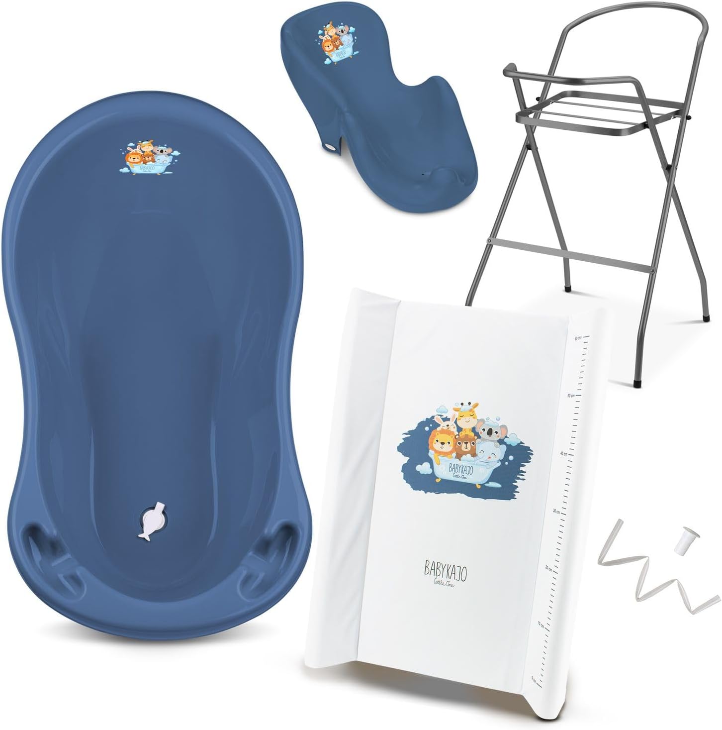 Baby Badewanne mit Gestell 4 Set TÜV Rheinland zertifiziert! Babybadewannen + Baby Badewannensitz +Abfluss + Gestell - Babywanne mit Ständer! Baby Pflegeset für Neugeborene.