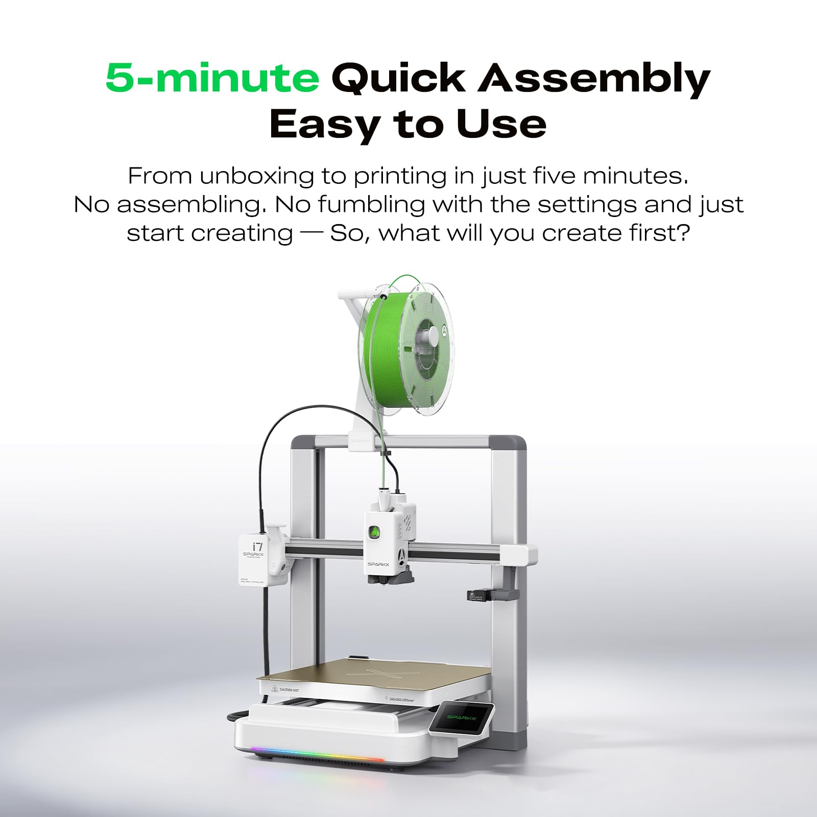 Creality SPARKX i7 Combo 3D Printer, Multi Color with CFS Lite High Speed AI Photo-to-3D Printing 95% Pre-Assemble Auto-Leveling Custom RGB Quick-Swap Essential Parts 10.24×10.24×10 inch