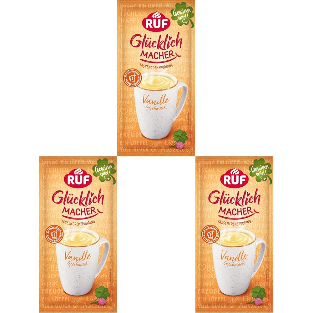 RUF Glücklichmacher Tassenpudding Schokolade, Cremepudding für schnelle Desserts, Tassencremepudding, nur Wasser hinzufügen, 1 x 59g Beutel
