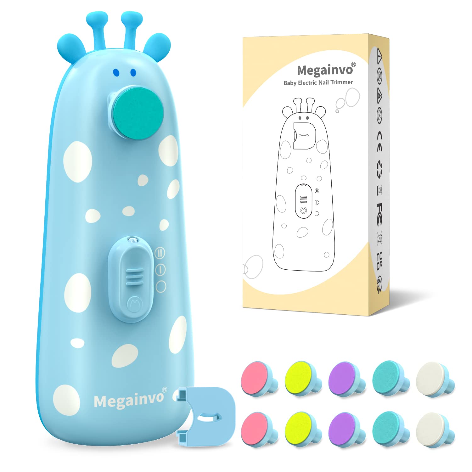 Elektrische Nagelfeile Baby Nagelpflegeset Elektrisch Nagelpflege Nail Trimmer Nagelschere Nageltrimmer Nail File Maniküre & Pediküre Set für Neugeborene Baby mit Licht, Gelb