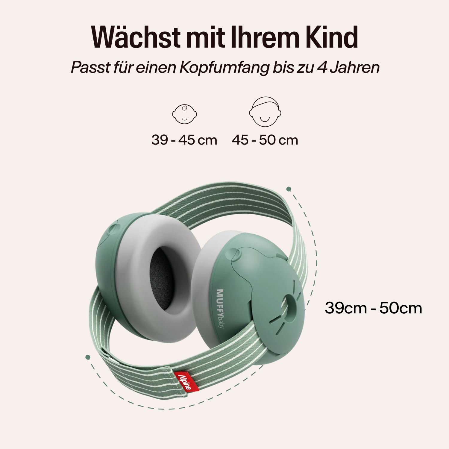 Alpine Muffy Baby Classic - Gehörschutz für Babys - Verstellbares ANTI-SLIP-Kopfband bis 48 Monate - In Deutschland auf Sicherheit getestet - Lärmschutz Kopfhörer verhindert Gehörschäden, Schwarz