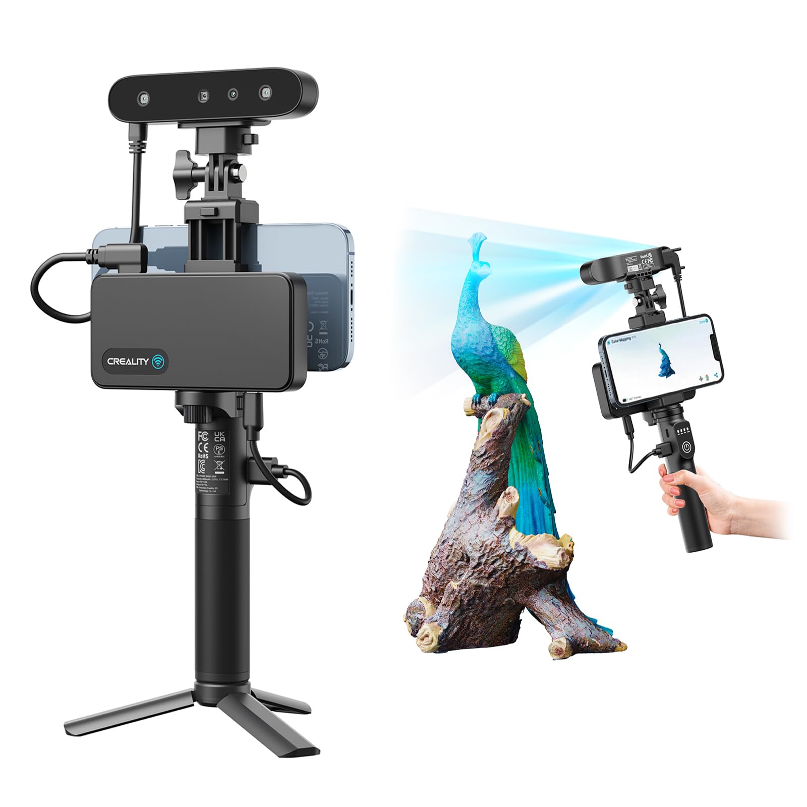 Creality CR-Scan Ferret Pro 3D Scanner for 3D Printing, Upgrade Wireless Handheld Scanner with WiFi 6 Bridge, Anti-Shake Tracking, 30FPS Fast Full Color Scan, 0.1mm Accuracy for iOS/Android & PC
