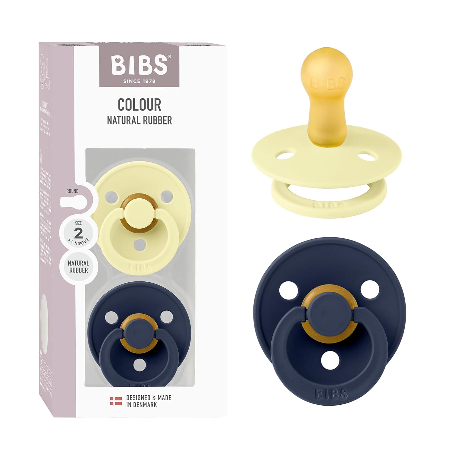 BIBS Colour Schnuller 2er-Pack, BPA-frei, Kirschform Nippel. Naturkautschuk/Latex, Hergestellt in Dänemark. Größe 1 | 0+ Monate | 2-Pack, Ivory/Sage